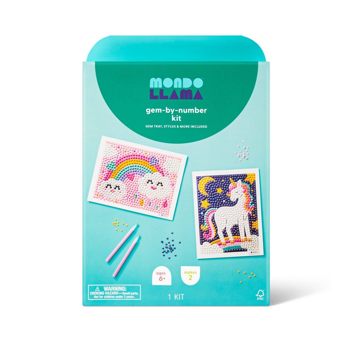 2pk 6''X6'' Gem Art Poster Unicorn/Rainbow - Mondo Llama™ | Target