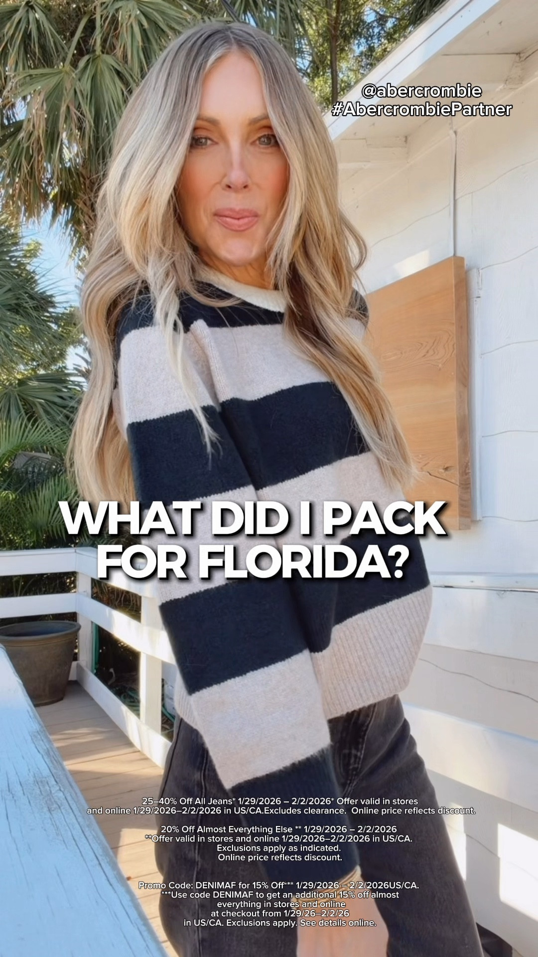 #AbercrombiePartner Florida outfits from @Abercrombie …. easy denim, lightweight layers and pieces that are part of my winter wardrobe capsule. Shop the sale for:

25–40% Off All Jeans* 1/29/2026–2/2/2026

20% Off Almost Everything Else** 1/29/2026–2/2/2026

Extra 15% Off with code DENIMAF*** 1/29/2026–2/2/2026

*Offer valid in stores and online 1/29/2026–2/2/2026 in US/CA. Excludes clearance. Online price reflects discount.

**Offer valid in stores and online 1/29/2026–2/2/2026 in US/CA. Exclusions apply as indicated. Online price reflects discount.

***Use code DENIMAF to get an additional 15% off almost everything in stores and online at checkout from 1/29/26–2/2/26 in US/CA. Exclusions apply. See details online.


#LTKootd #LTKgrwm #LTKdayinmylife