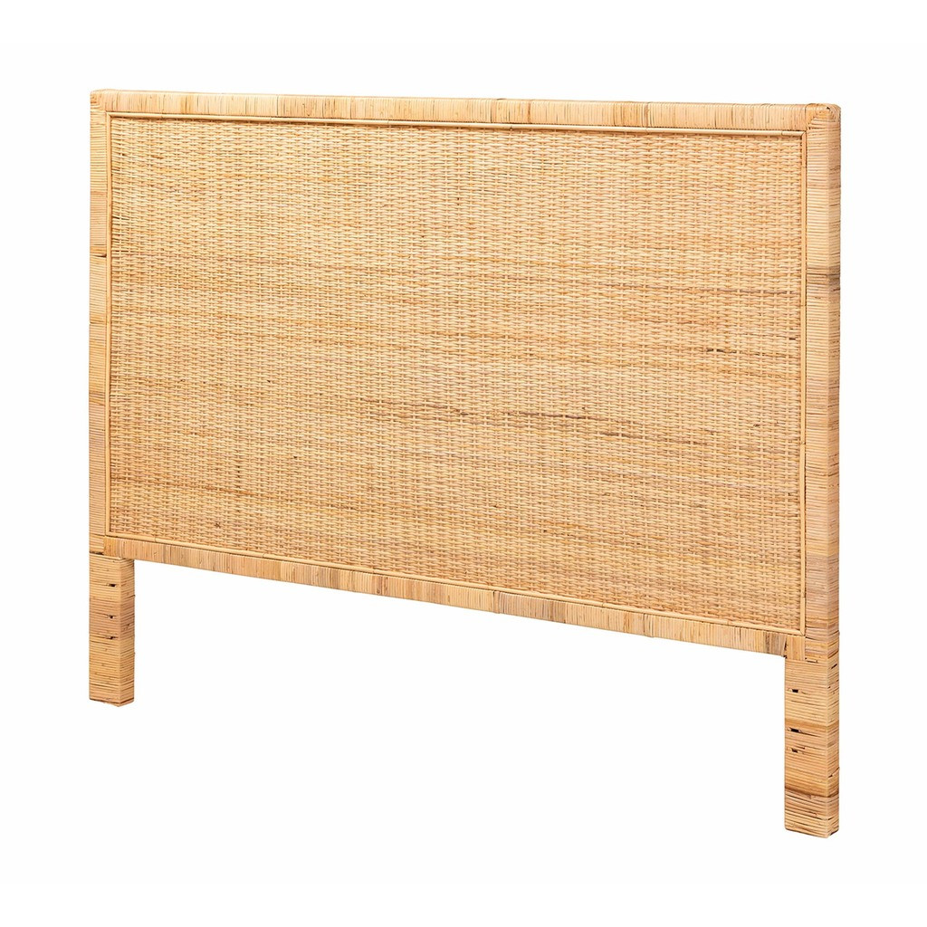 Adelyn Rattan and Mahogany Wood Queen Headboard In Natural Brown | 1stopbedrooms
