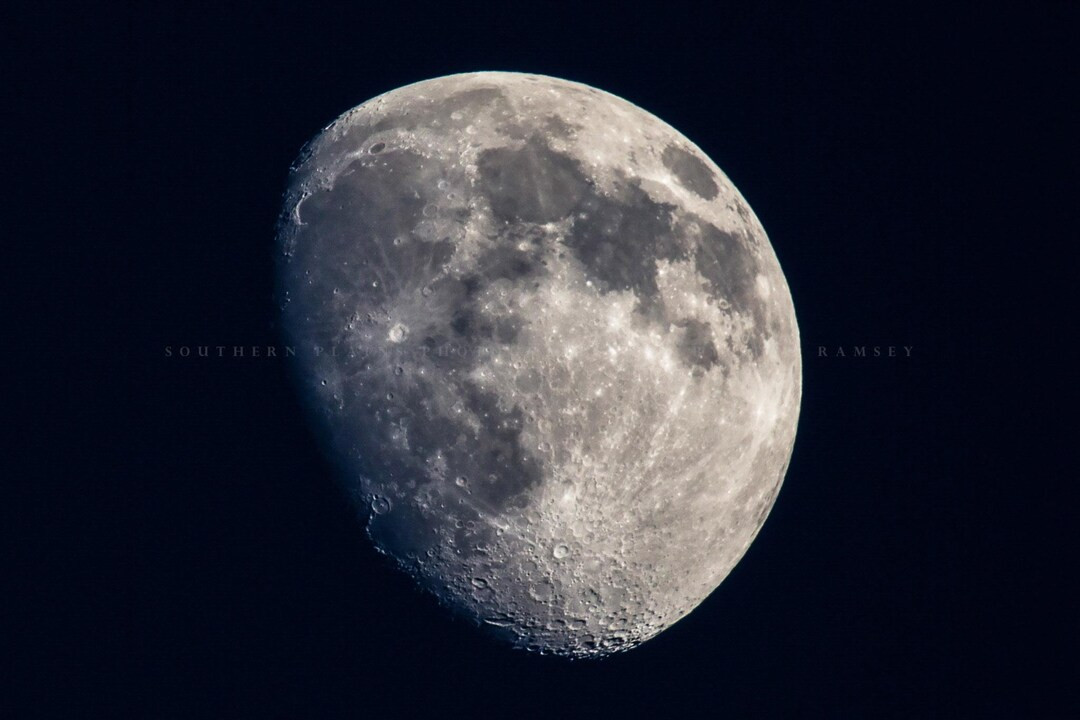 Moon Photography Print: Oklahoma Waxing Gibbous Lunar Astrophotography Craters Science Sky Canvas... | Etsy (US)