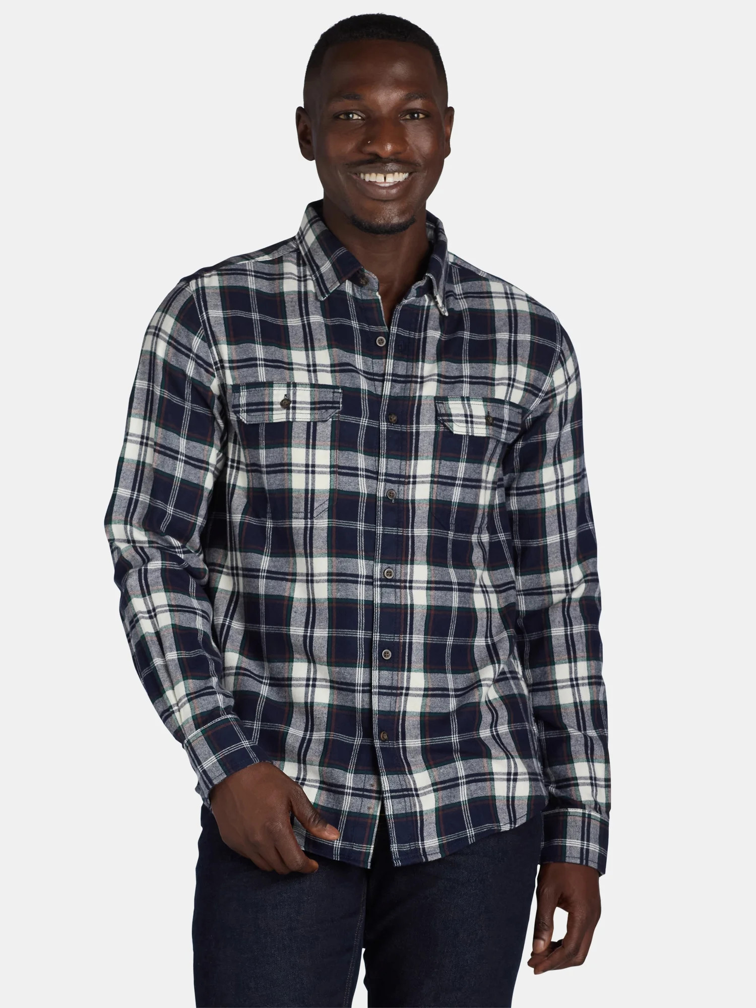 George Men's and Big Men's Flannel Shirt with Long Sleeves, Sizes XS-3XLT | Walmart (US)