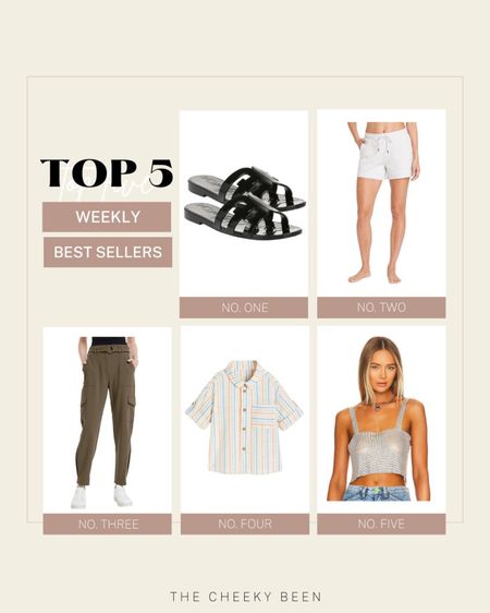 Top five weekly best sellers! I love these jelly slides and cozy shorts from Target. Cute cargo pants from Express and adorable boys top from H&M. Don't miss this gorgeous crop top from Revolve perfect for a girls night! 

#LTKSeasonal #LTKFind #LTKstyletip