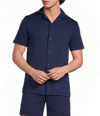 Murano Coordinating Liquid Luxury Slim Fit Textured Short Sleeve Knit Camp Shirt | Dillard's | Dillard's