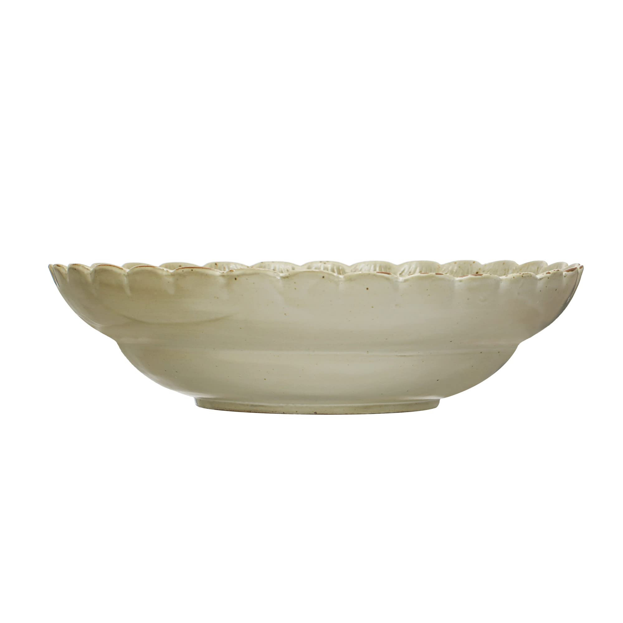Creative Co-Op Stoneware Bowl with Scalloped Edge, Ivory | Amazon (US)