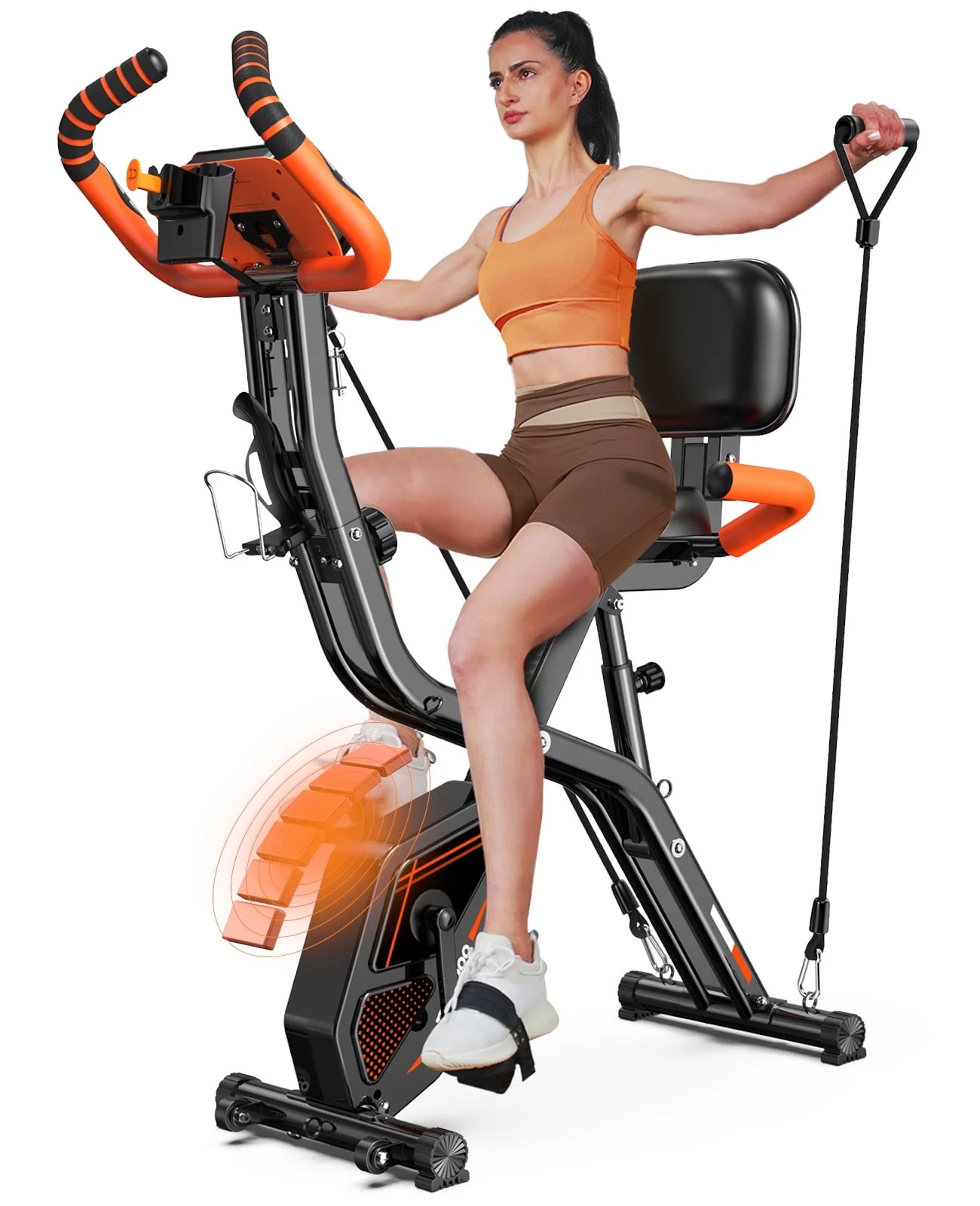 pooboo 4-in-1 Exercise Bike, Foldable Stationary Bike, Tri-Position Indoor Cycling Bike with 8-Le... | Walmart (US)