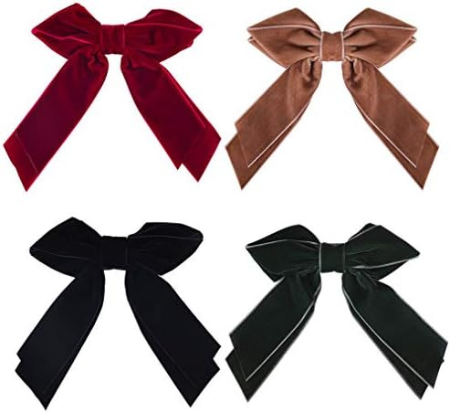 DEEKA 4 PCS 6" Large Velvet Bows Hair Clips Barrettes Hair Accessories for Women and Girls | Amazon (US)