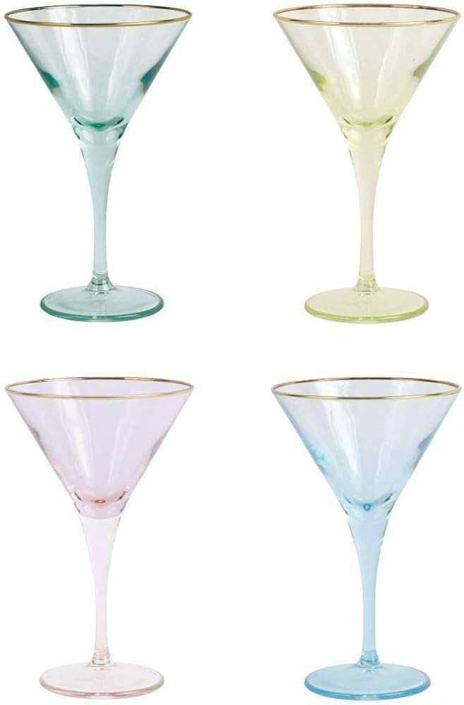Vietri viva Rainbow Assorted Martini Glasses, Set of 4, 4oz Glassware, Cocktail Drink Stemware | Amazon (US)