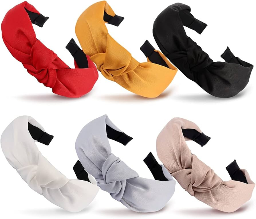 TOBATOBA Knotted Headbands for Women 6 Pack Satin Headbands Cute Headbands for Women Ladies Diade... | Amazon (US)