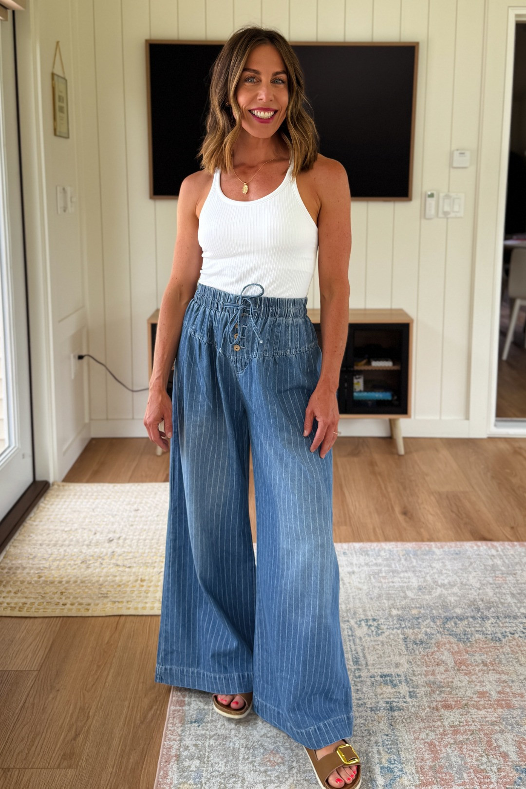 these won't be for everyone, but I love them! extra thick waistband & wide leg 

 #LTKgrwm #LTKOver40 #LTKPetite