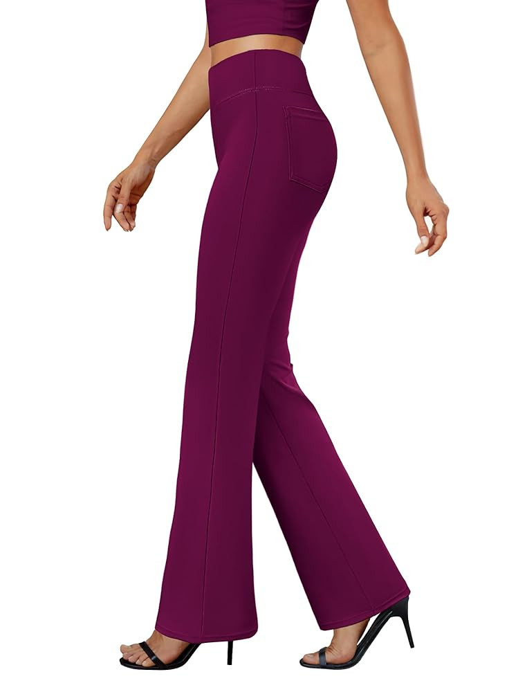 Womens Bootcut Dress Pants Business Casual Work Pants with Pockets High Waist Stretchy Trousers P... | Amazon (US)