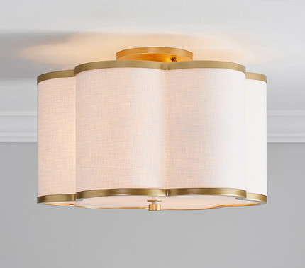 Linen Flower Scallop Flush Mount