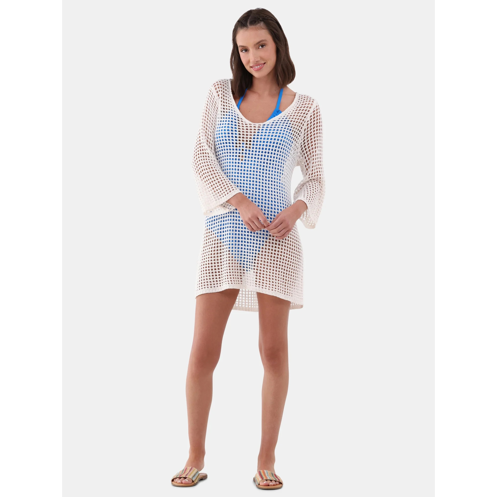 Time and Tru Women's and Women’s Plus Crochet Coverup Dress, Sizes XS-2X | Walmart (US)