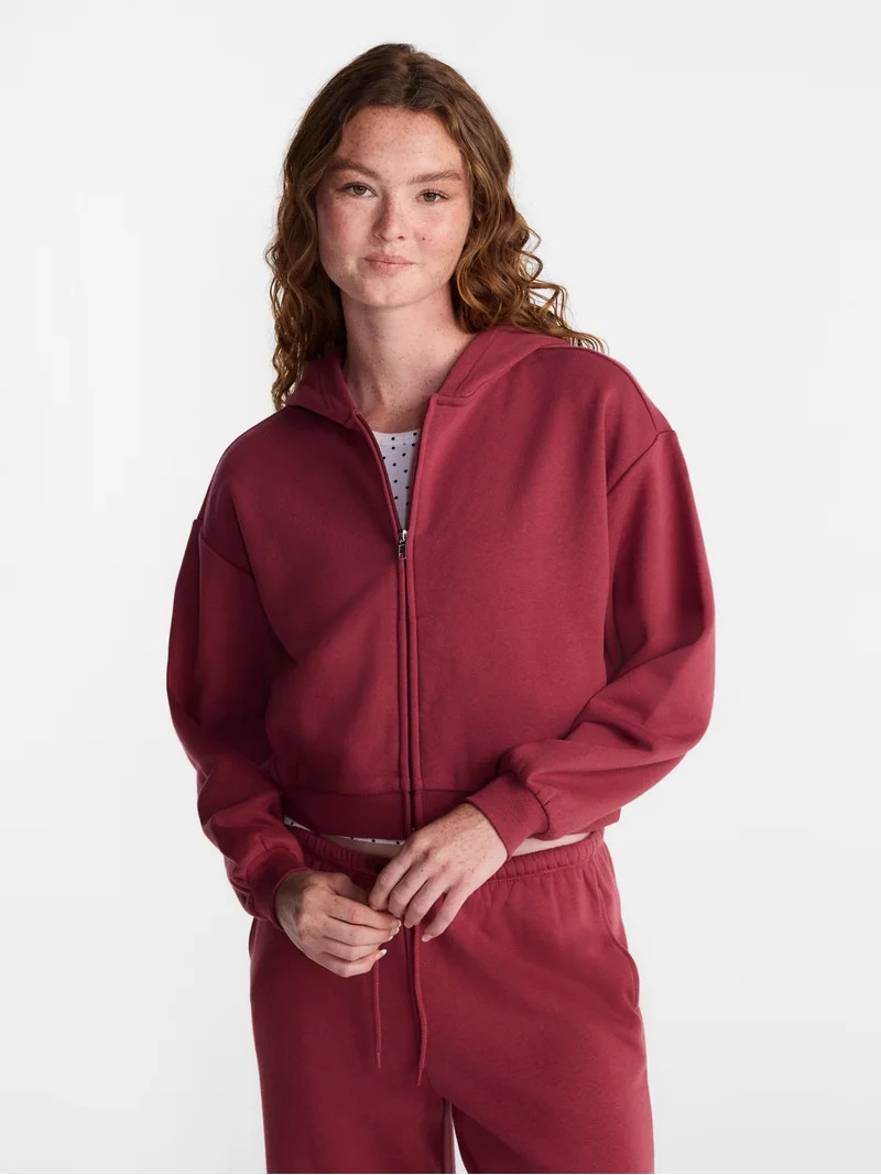 No Boundaries Boxy Zip Up Hoodie, Women's XXS-XXL | Walmart (US)