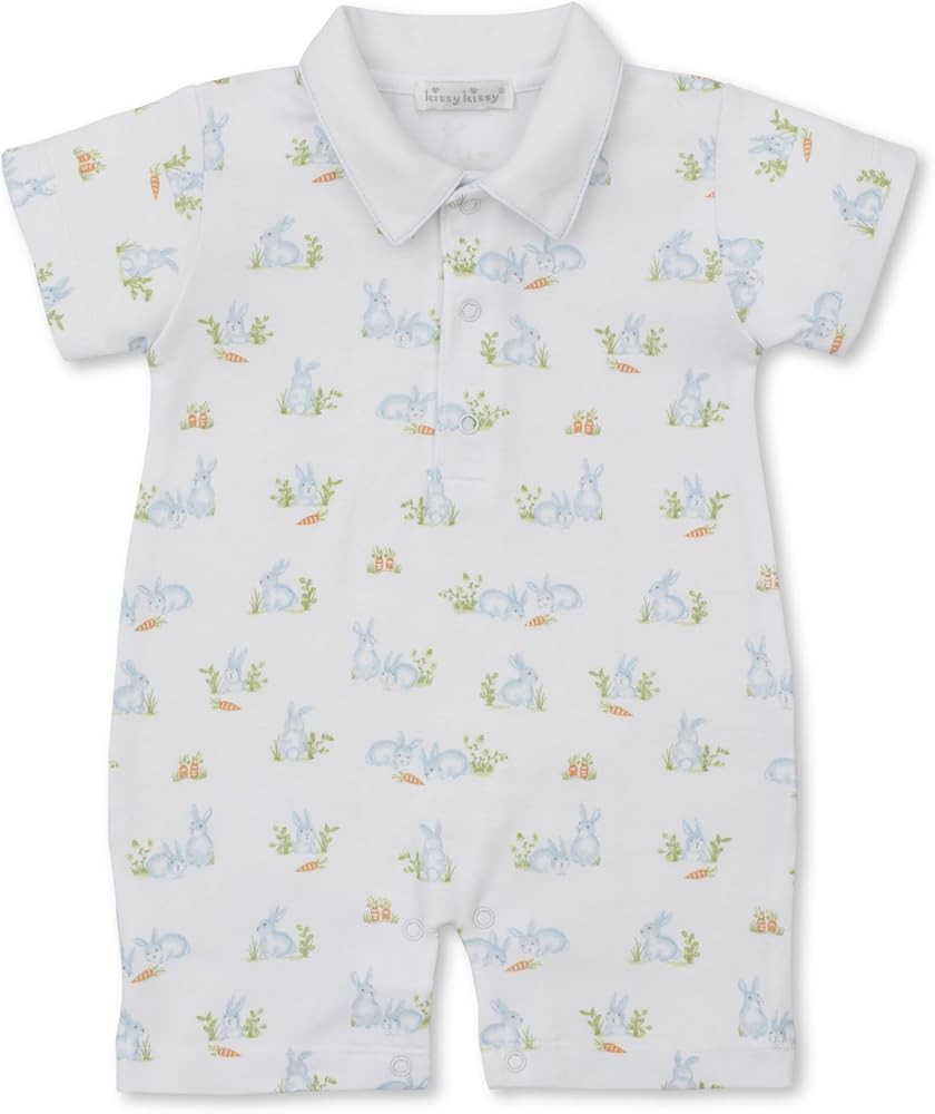 Kissy Kissy Baby Boys Infant Baby Bunny Patch Print Short Playsuit | Amazon (US)