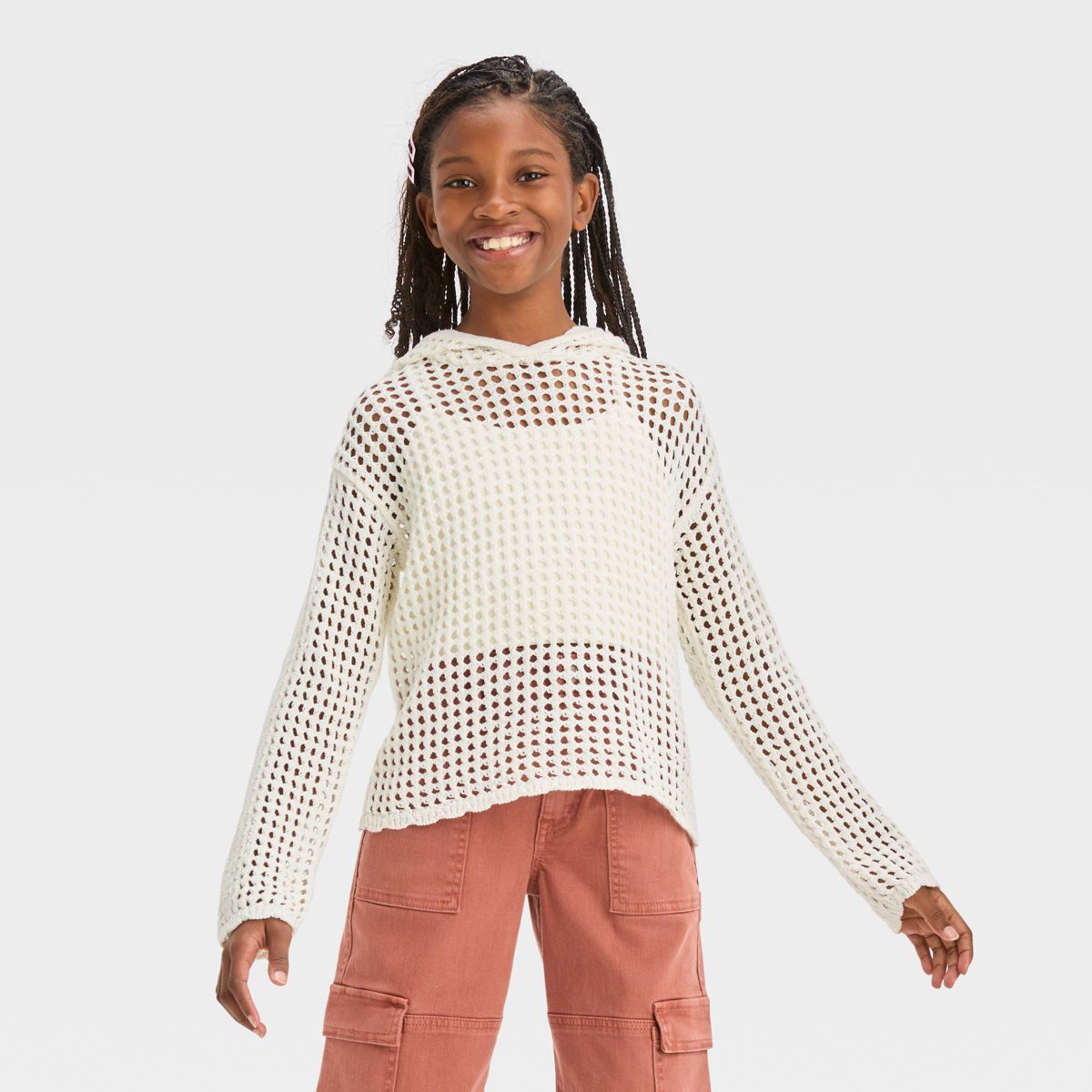 Girls' Open Knit Pullover Sweater - art class™ | Target