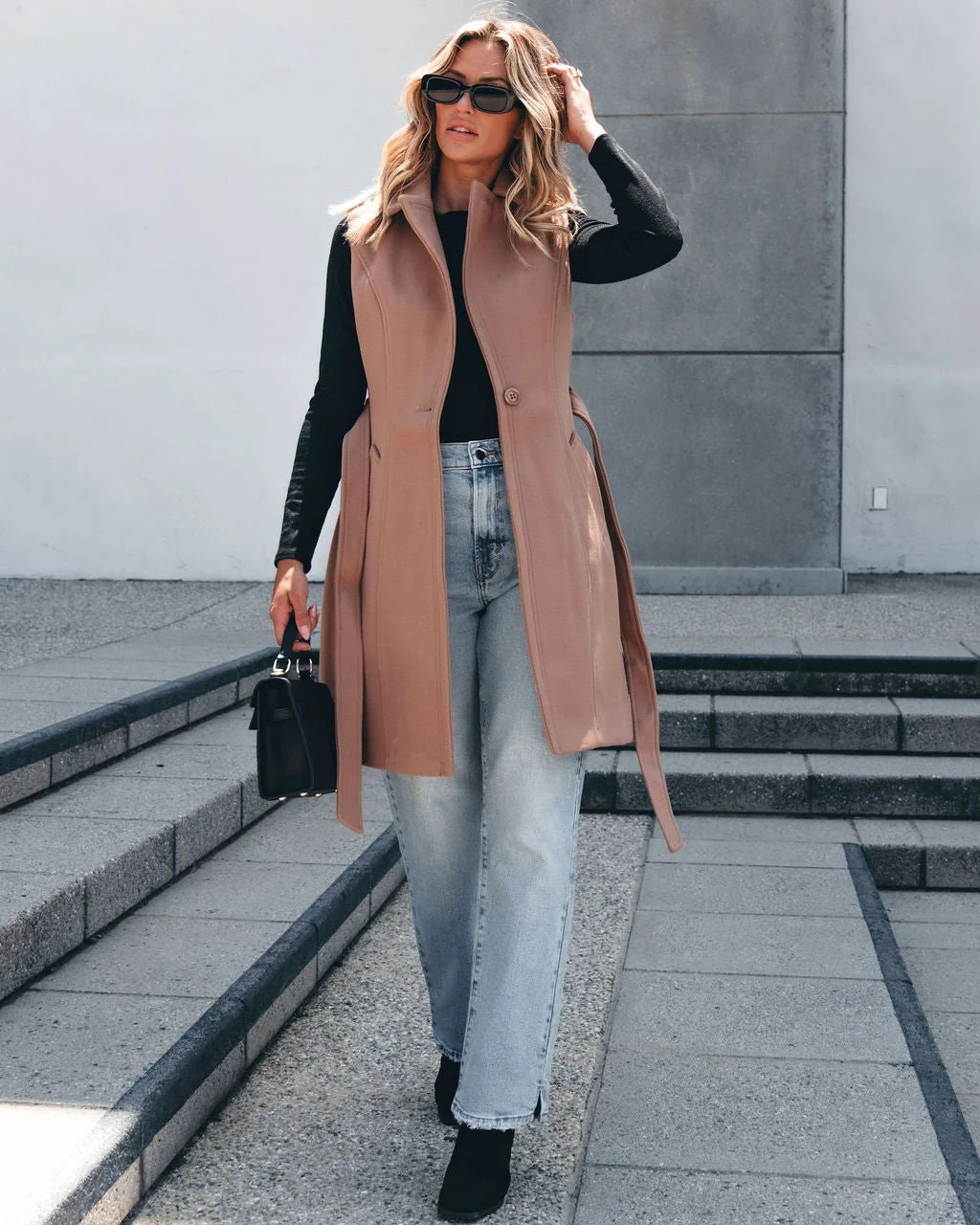 Vegan Wool Belted Vest - Khaki | Magnolia Boutique