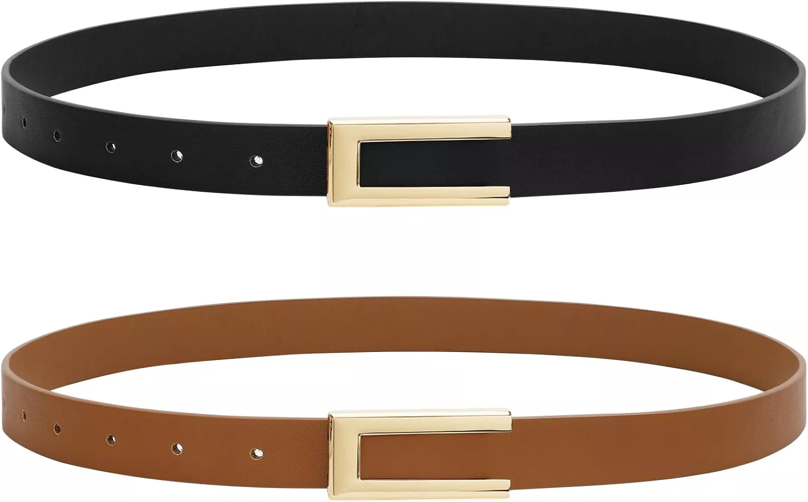 VONMELLI 2 Pack Women's Leather Belts for Jeans Pants Fashion Gold