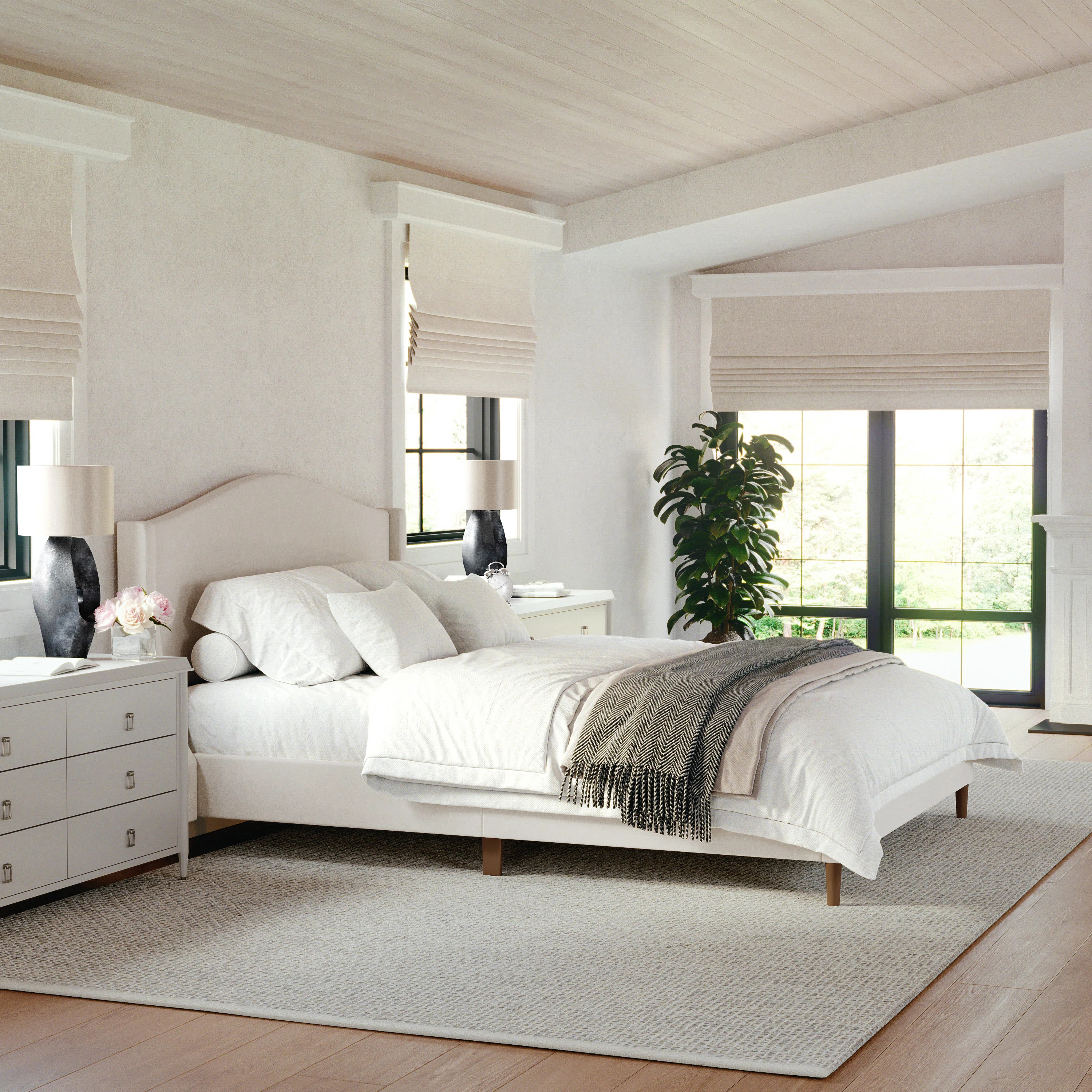 Martha Stewart Amelia Upholstered Platform Bed With Curved Headboard | Wayfair North America
