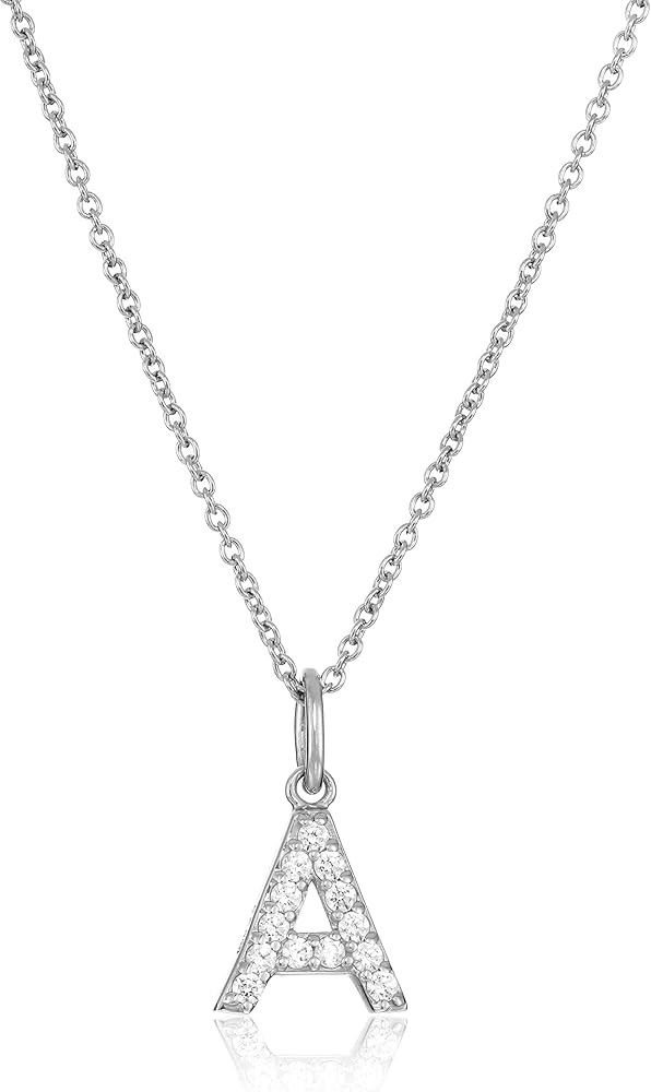 Amazon Collection Platinum Plated Sterling Silver Infinite Elements Cubic Zirconia Initial Pendan... | Amazon (US)