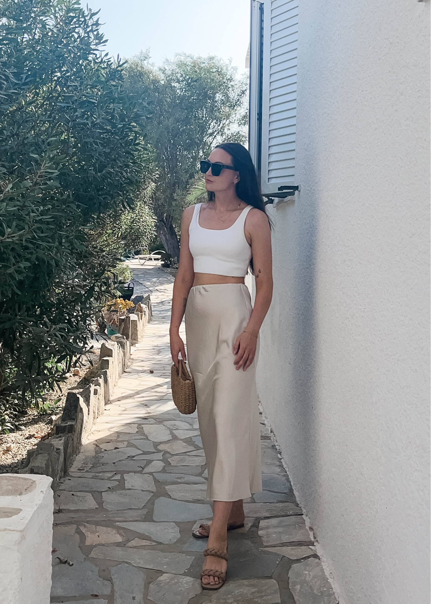 Vacation Outfits💕

Abercrombie satin maxi skirt Steve Madden tan sandals  straw bag purse amazing white tank black sunglasses Pinterest girl travel inspo Greece 

#LTKstyletip #LTKfindsunder100 #LTKtravel