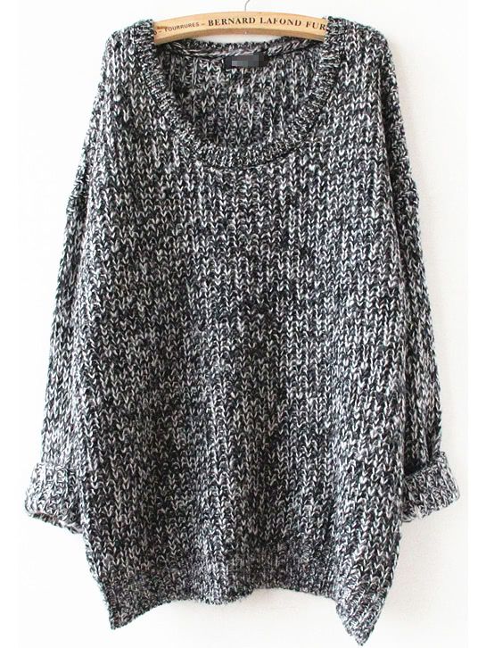 Grey Long Sleeve Loose Sweater | SHEIN