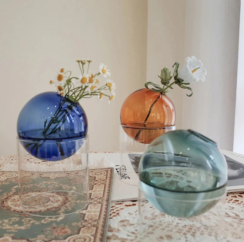 Glass Propagation Vase | Plant Propagation Station | Sphere Color Glass Vase | Etsy (US)