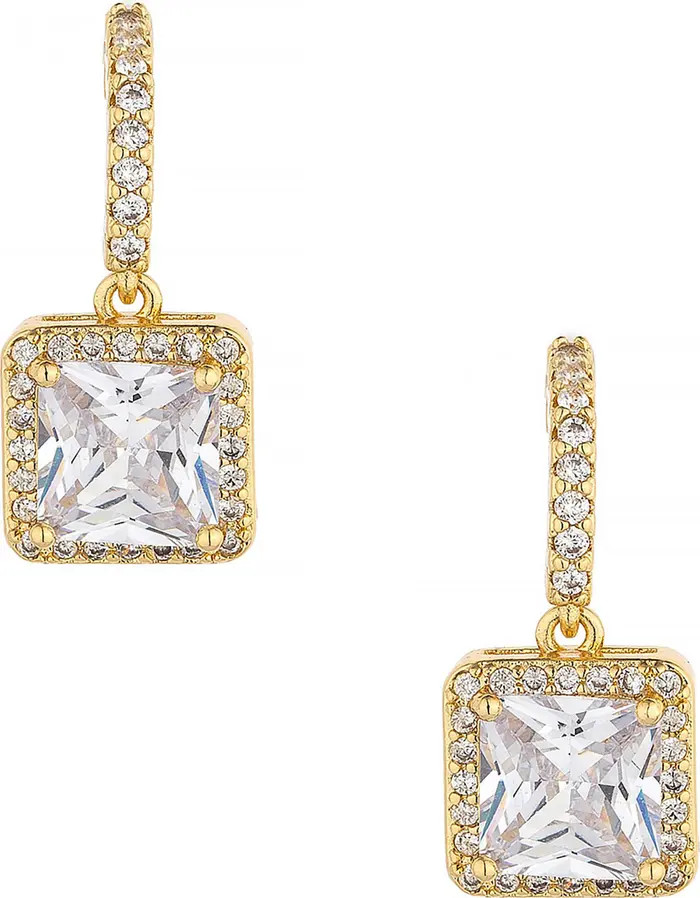 Square Cubic Zirconia Half Huggie Hoop Earrings | Nordstrom