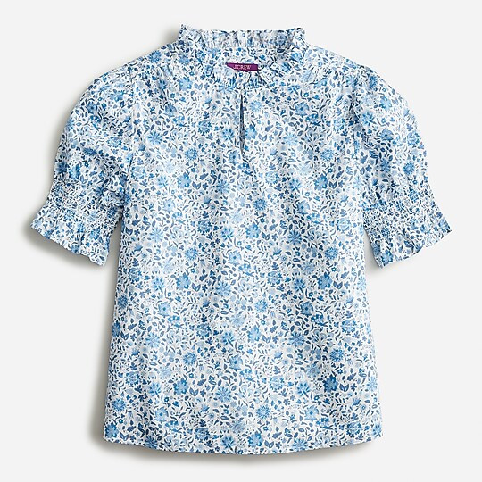 Ruffleneck keyhole top in Liberty® Grace Emily Bell fabric | J. Crew US