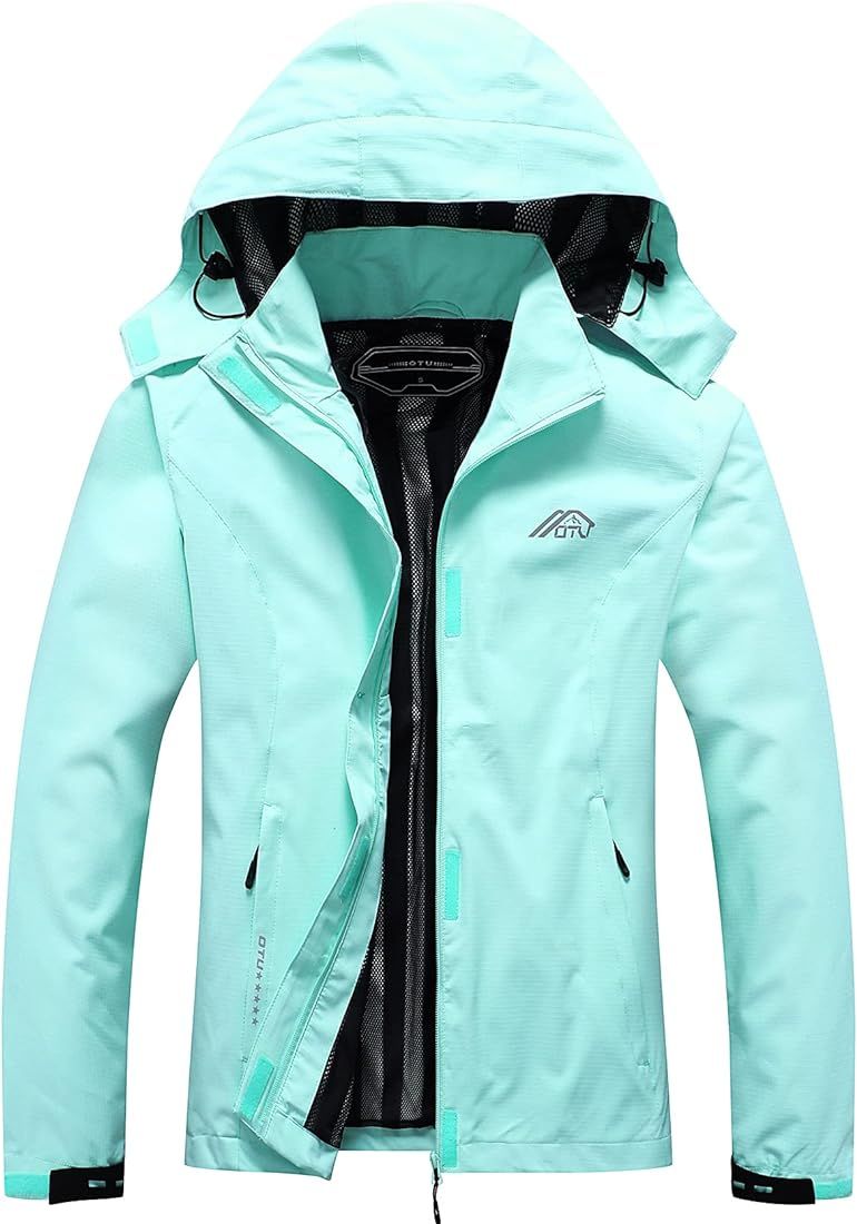 Women's Waterproof Rain Jacket Lightweight Hooded Raincoat for Hiking Travel Outdoor | Amazon (US)