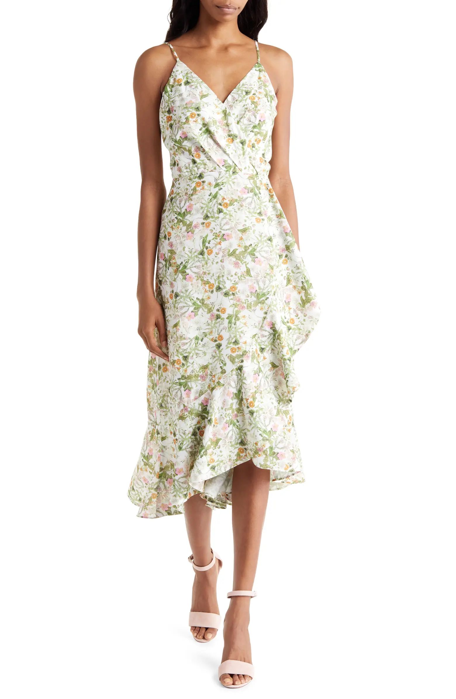 Faux Wrap Floral Midi Dress | Nordstrom