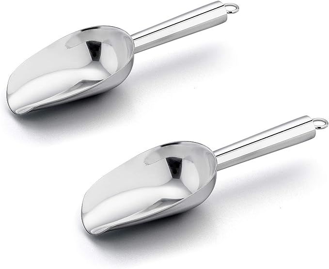 Mini Ice Scoop Set of 2, E-far 3 Ounce Stainless Steel Scoops for Ice Cube/Candy/Flour/Sugar, Met... | Amazon (US)
