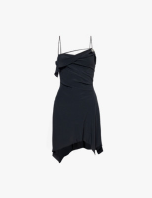ACNE STUDIOS - Strap heart-charm open-back draped chiffon mini dress | Selfridges.com | Selfridges