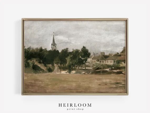 Vintage Landscape Oil Painting Print | MAILED ART PRINT | Chapel Tower | Etsy (US)
