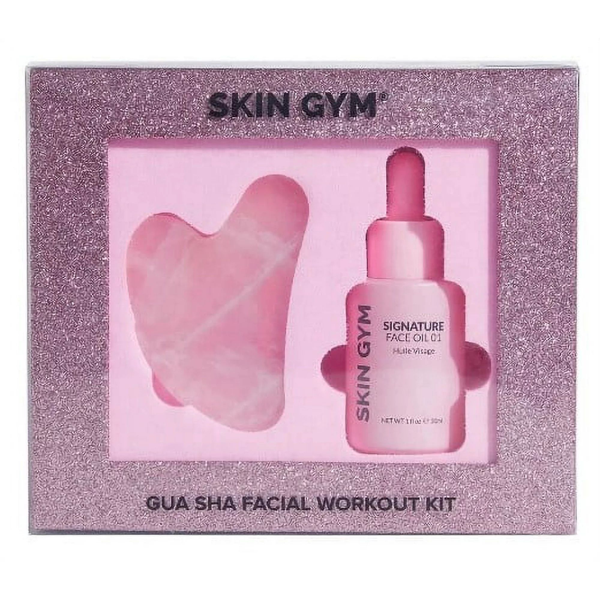 ($64 Value) Skin Gym Gua Sha Rose Quartz Workout Kit, Gua Sha + Signature Oil | Walmart (US)