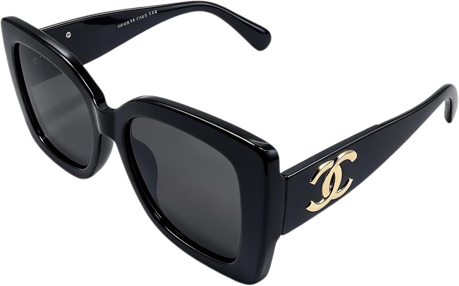 Oversized Square Sunglasses with Gold Logo Detail, Black | Amazon (US)