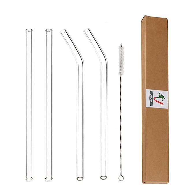 Glass Straws Clear 9 inches x 10 mm Drinking Straws Reusable Straws Healthy Reusable Eco Friendly... | Amazon (US)