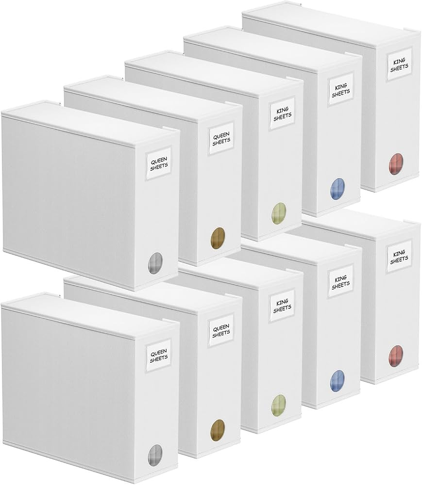 SpaceAid 10 Pack Bed Sheet Organizers and Storage, Foldable Sheet Organizer for Linen Closet, She... | Amazon (US)