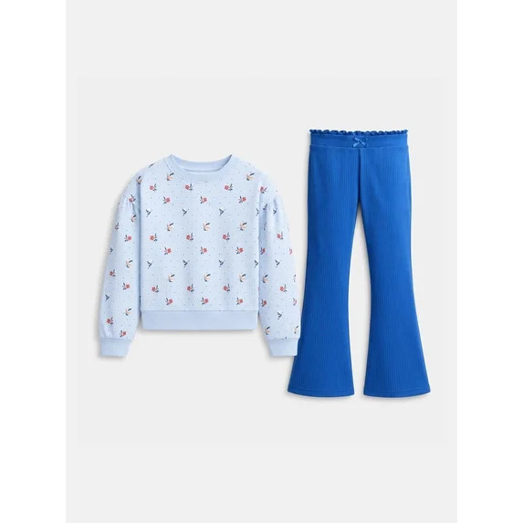 Wonder Nation Girls' Sweatshirt and Flare Leggings Set, 2-Piece, Sizes 4-10 | Walmart (US)