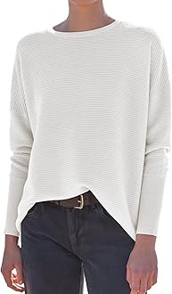 ANRABESS Women’s Long Batwing Sleeve Crewneck Casual Loose Ribbed Knit Fall Sweater Pullover wi... | Amazon (US)
