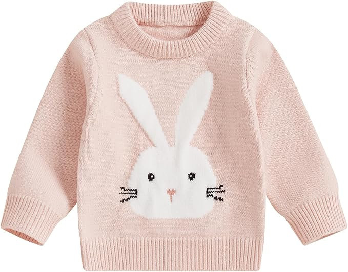 Aopwsrlyi Toddler Baby Girl Boy Easter Outfit Oversized Long Sleeve Bunny Embroidery Knit Pullove... | Amazon (US)