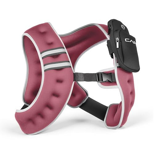 CAP 12LB Weighted Vest Rose – Unisex Workout Vest with Reflective Stripes, Phone Pouch, and Adjustable Fit for Walking, Running, Cardio, Strength Training | Amazon (US)