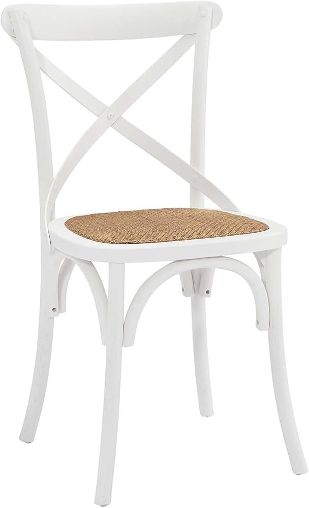 Modway Gear Rustic Modern Farmhouse Elm Wood Rattan Dining Chair in White | Amazon (US)