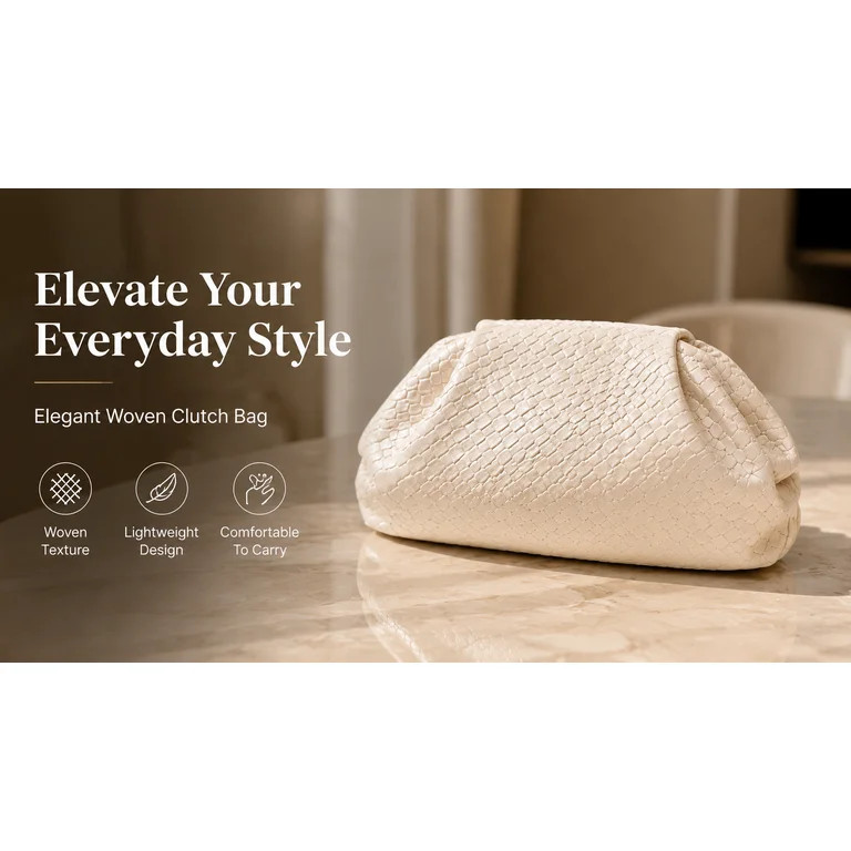 Women's Woven Evening Bag Vegan Leather Clutch Purse Dumpling Ruched Bag Party Wedding Elegant Ha... | Walmart (US)