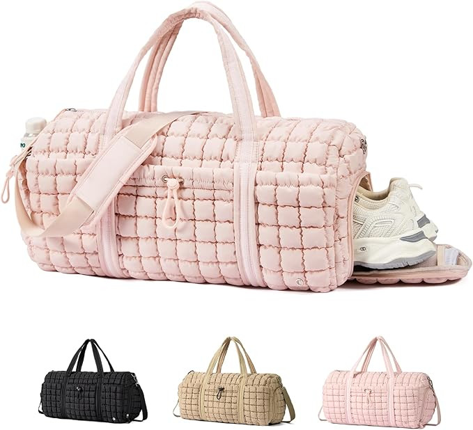 CLUCI Quilted Duffel Bag for Women, Large Puffer Duffle Weekender Bag with Shoe Compartment, Over... | Amazon (US)