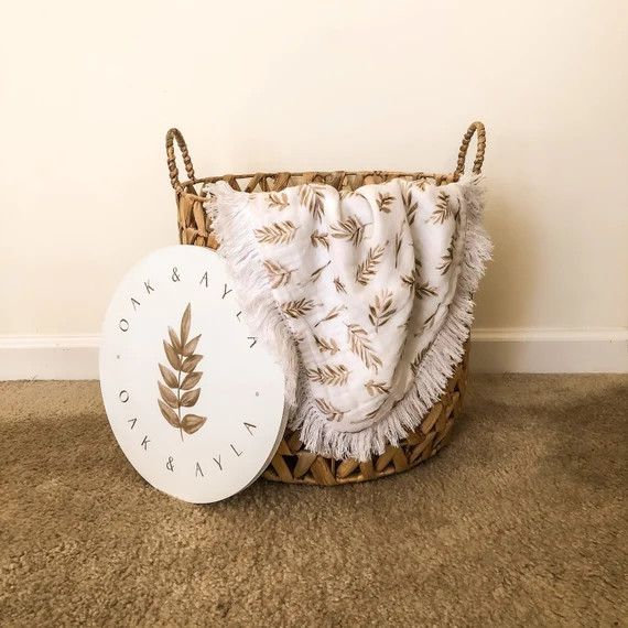 Fringe Baby Blanket - Boho Baby Blanket - Boho Nursery - Muslin Blanket - Fern - Fringe Swaddle | Etsy (US)