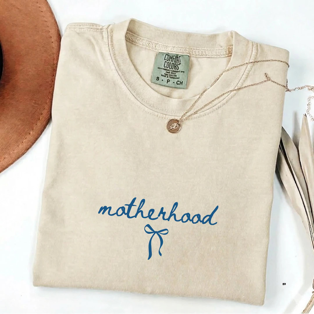 Comfort Colors Motherhood Shirt, Coquette Bow New Mom Tee, Mother's Day Gift, Pregnancy Announcem... | Etsy (US)