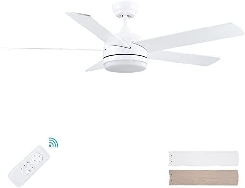YUHAO 52 inch white Ceiling Fan with Lights and Remote Control,Quiet Reversible Motor,Dimmable tr... | Amazon (US)