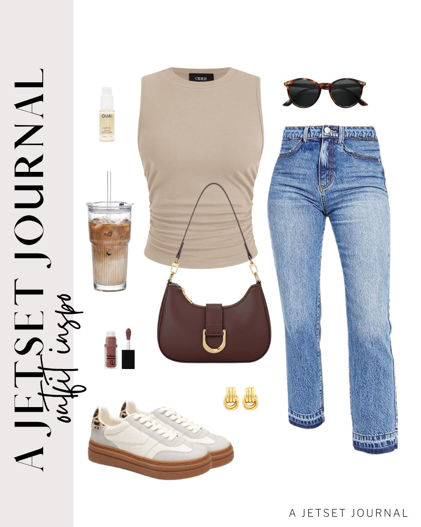 Our first combination is a high-neck ruched tank top and light-wash jeans from Astylish. You can wear Project Cloud’s platform sneakers and SOJOS retro sunnies to style and finish the fit with a small shoulder bag.



#LTKSeasonal #LTKSaleAlert #LTKTravel
 

 