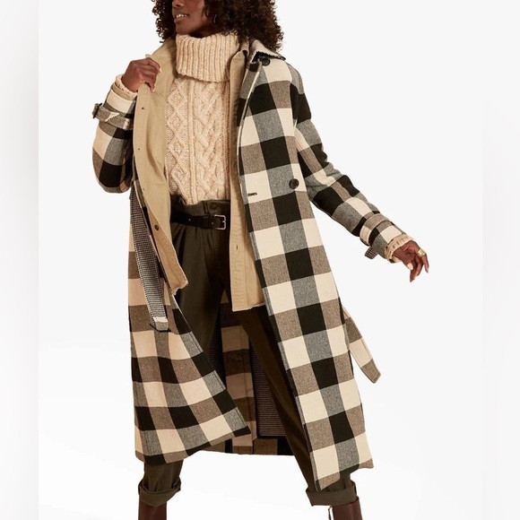 Banana Republic ITALIAN DOUBLE-FACED TRENCH COAT XS Wool Blend Buffalo Plaid | Poshmark