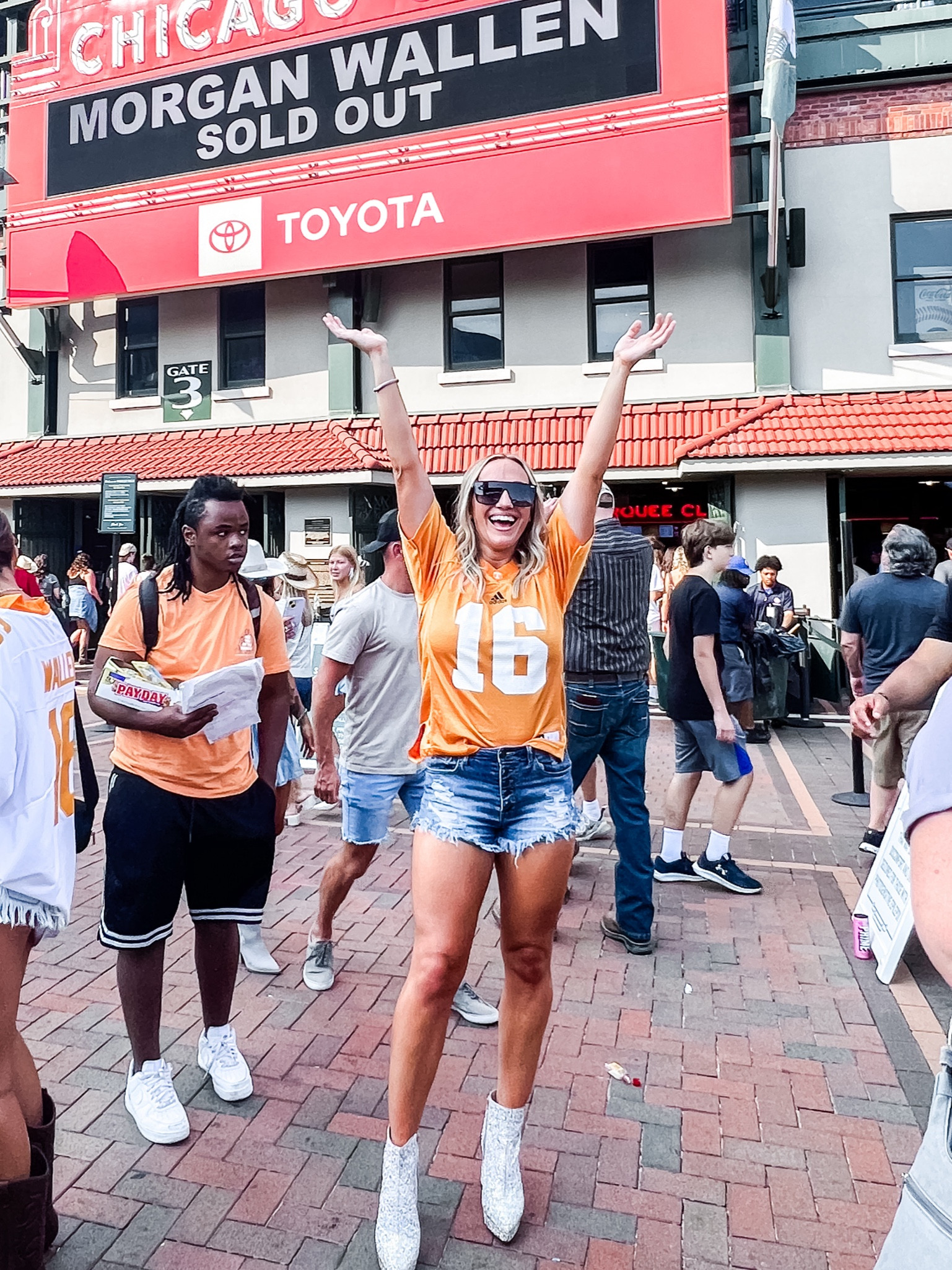 Morgan Wallen concert outfit! Country concert outfit, rhinestone boots, cowboy boots, Betsey Johnson boots, Tennessee vols jersey, Payton manning jersey, football game outfit, Jean shorts, on sale, sale items, boots on sale

#LTKFestival #LTKfindsunder50 #LTKstyletip